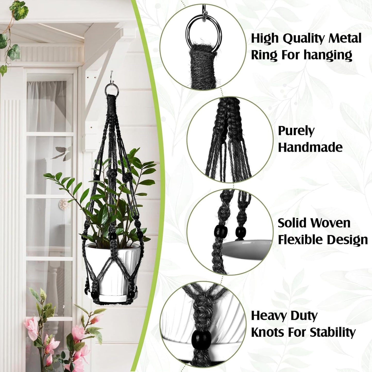 Hoteam 12 Pcs Macrame Plant Hangers Macrame Hanging Planters for Indoor Plants Handmade Boho Hanging Baskets Flower Pots Holder for Outdoor Home Wall Decor