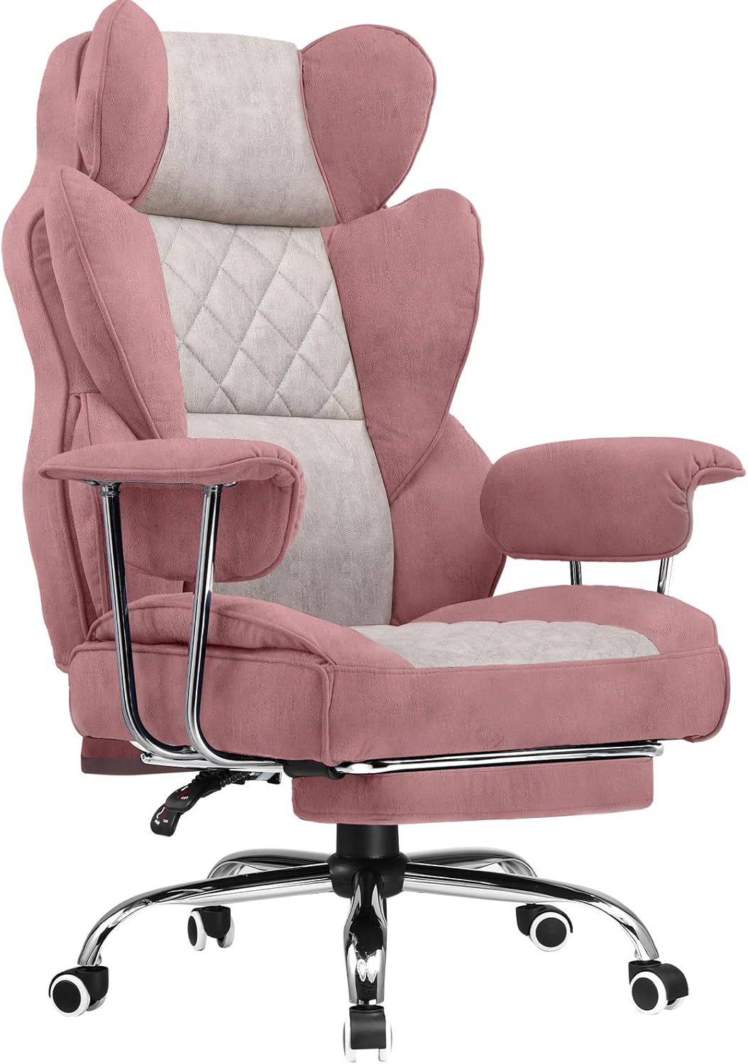 COMHOMA Big and Tall Office Chair, High Back Leather Gaming Chair with Footrest, Executive Ergonomic Office Chairs with Pocket Spring Lumbar Support and with Outward Fixed Soft Armrests